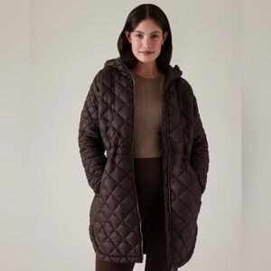 EUC Athleta Whisper Featherless Puffer Parka in Toasted Brown Size M
